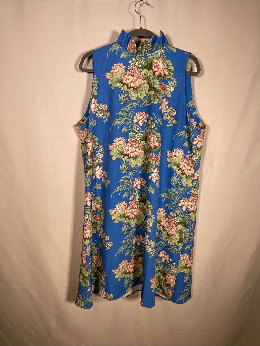 Tuckernuck Blue Floral Mini Dress with Pink and Green Accents - Picture 2 of 7
